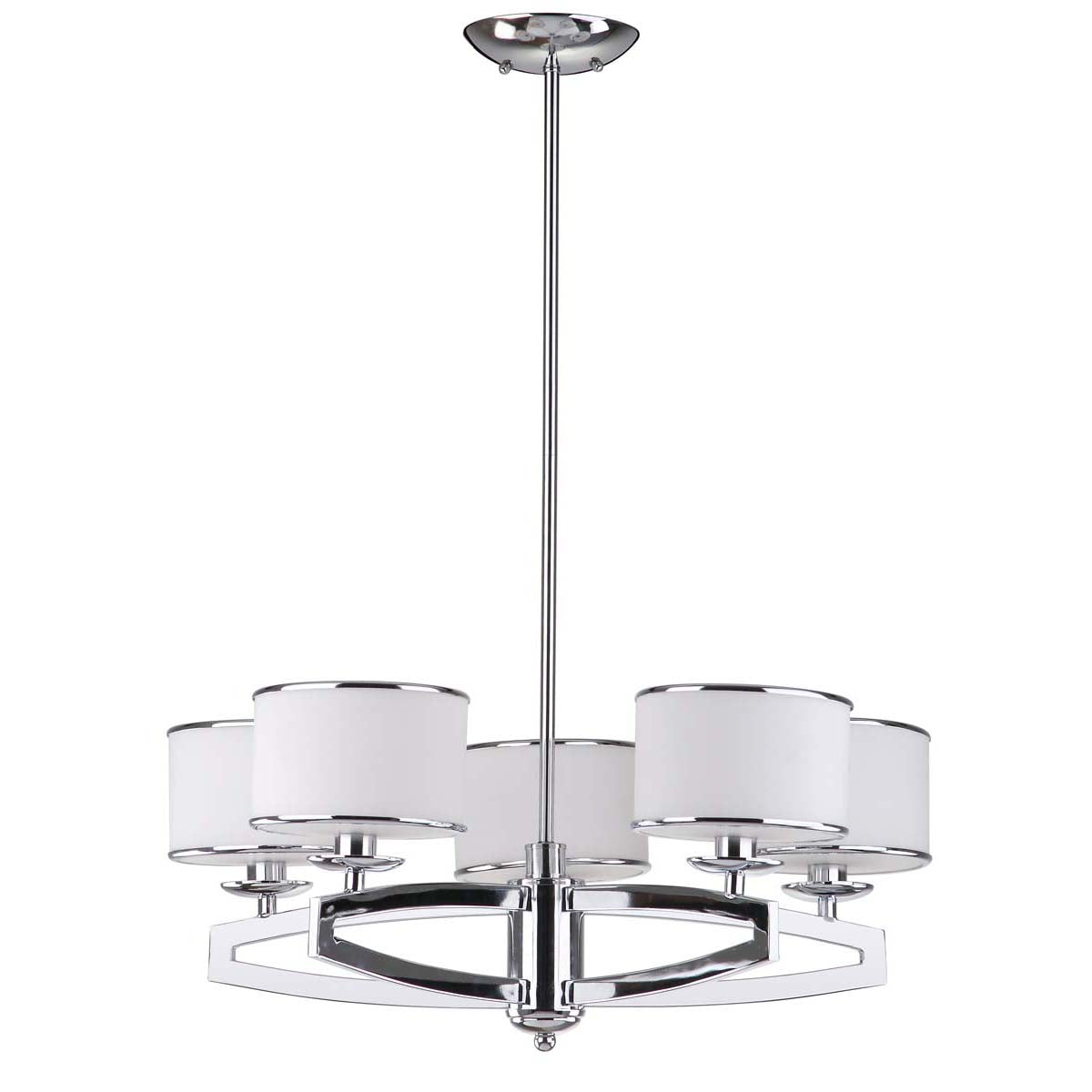 Safavieh Lenora 5 Light Chrome 25 Inch Dia Drum Adjustable Pendant , LIT4208 - Chrome