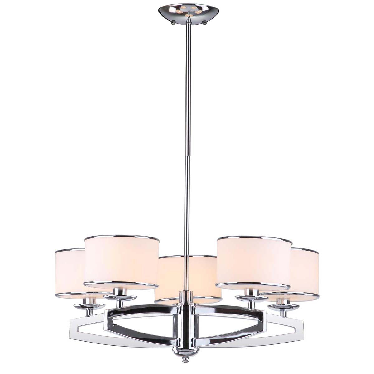Safavieh Lenora 5 Light Chrome 25 Inch Dia Drum Adjustable Pendant , LIT4208 - Chrome