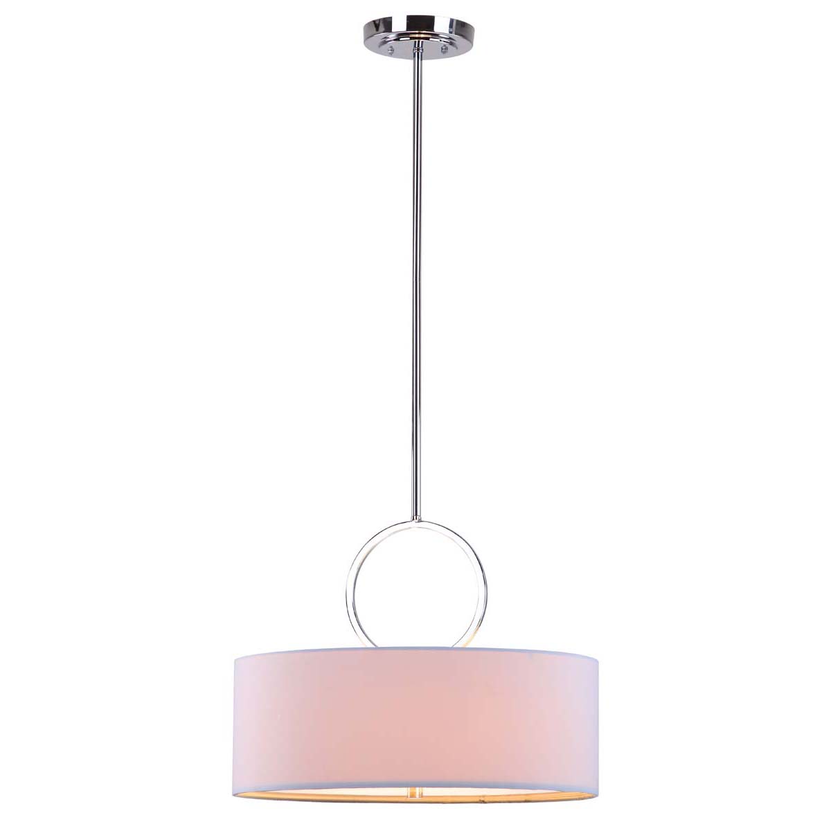 Safavieh Debonair 3 Light Chrome Ring 18 Inch Dia Drum Adjustable Pendant , LIT4212 - Chrome