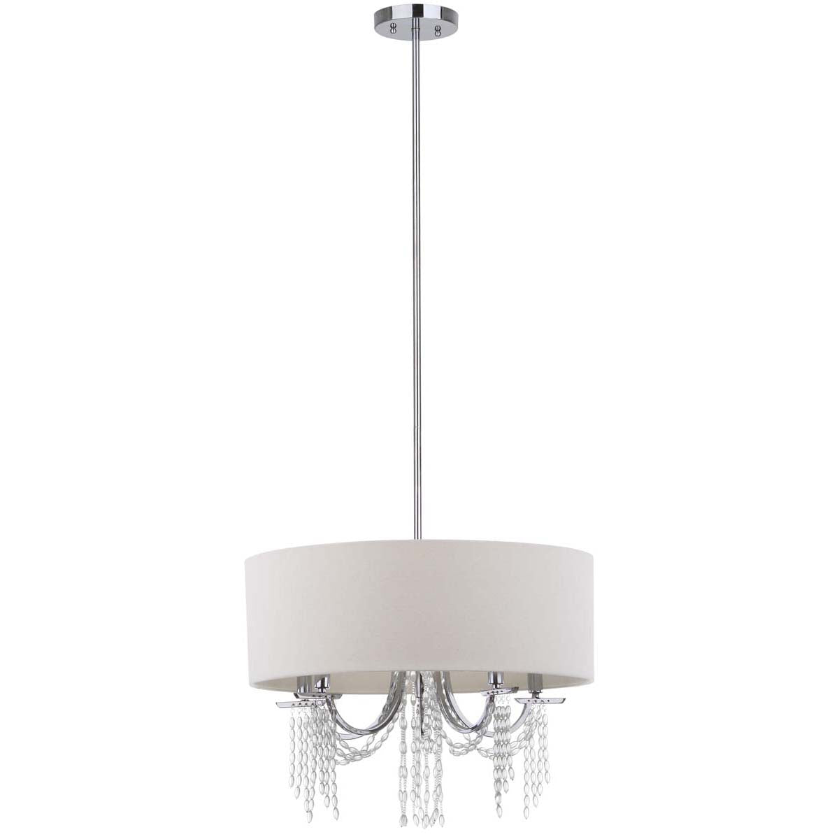 Safavieh Cotillion 5 Light Chrome Beaded 22 Inch Dia Adjustable Pendant, LIT4232 - Chrome