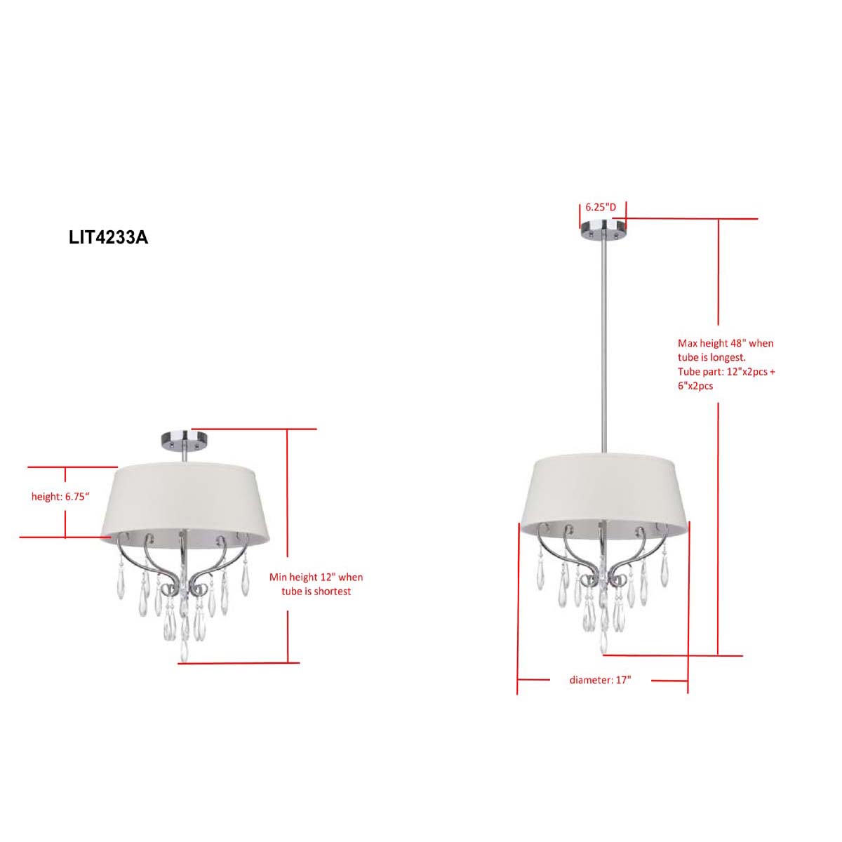 Safavieh Waltz 3 Light Chrome Beaded 17 Inch Dia Adjustable Pendant, LIT4233 - Chrome