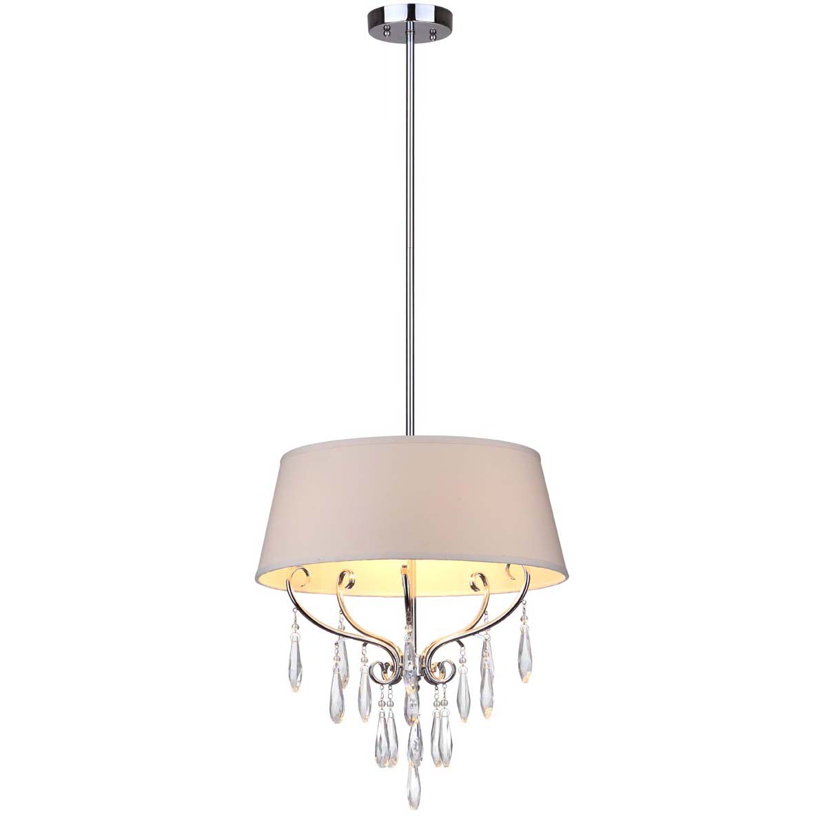Safavieh Waltz 3 Light Chrome Beaded 17 Inch Dia Adjustable Pendant, LIT4233 - Chrome