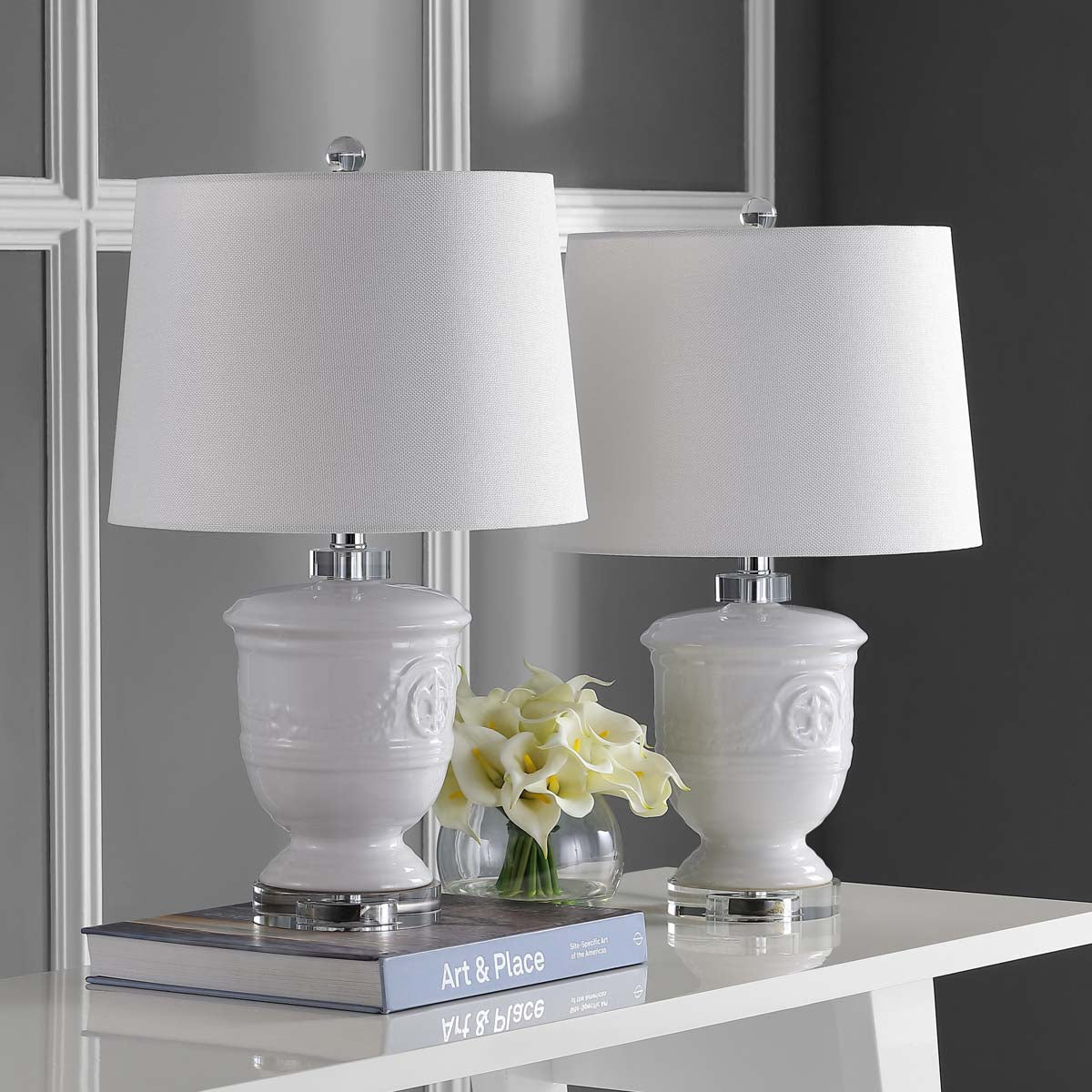 Safavieh Shoal 23 Inch H White Table Lamp , LIT4252 - White (Set of 2)