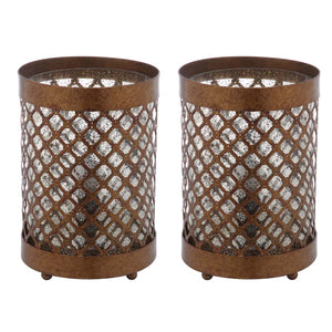 Safavieh Borden 11.5 Inch H Hurricane Lamp(Set of 2), LIT4264