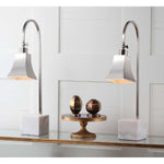 Safavieh Charley 26 Inch H Desk Lamp, LIT4278 - Nickel/White Marble (Set of 2)