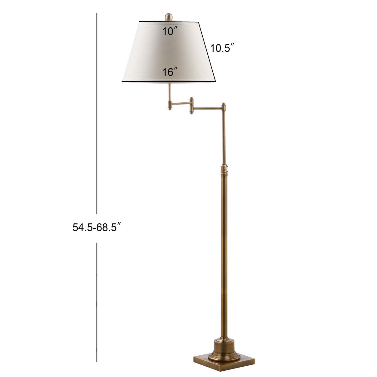 Safavieh Ingram 68.5  Inch H Adjustable Swivel Floor Lamp , LIT4301 - Brass