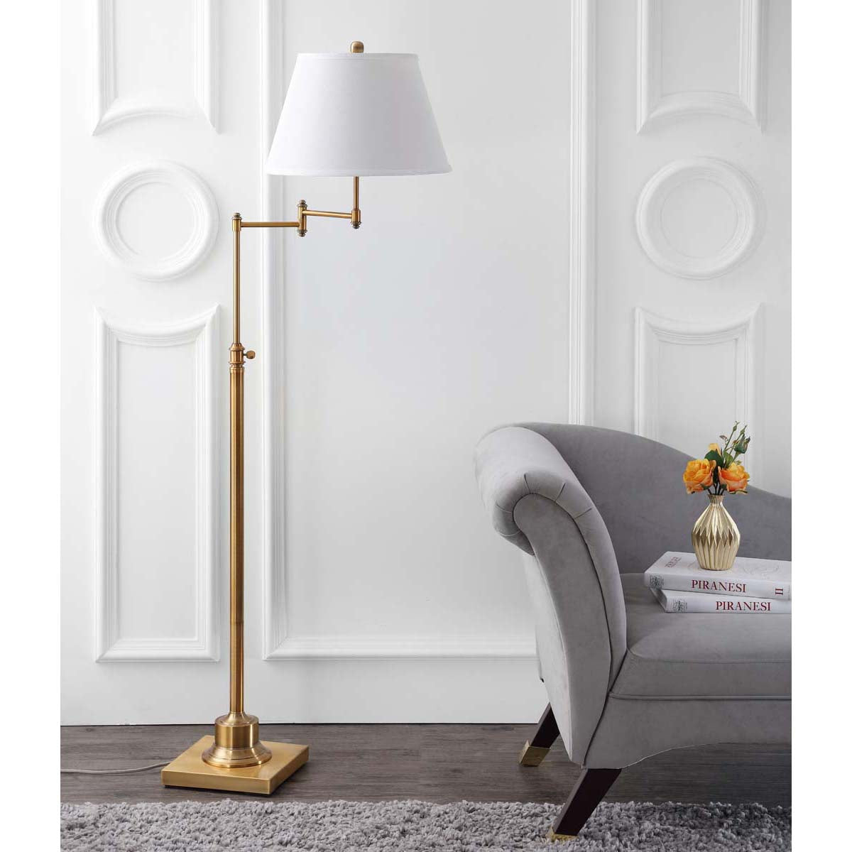 Safavieh Ingram 68.5  Inch H Adjustable Swivel Floor Lamp , LIT4301 - Brass