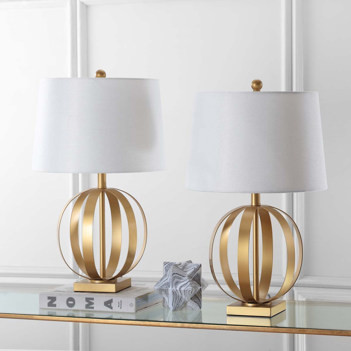 Safavieh Euginia 24.5 Inch H Sphere Table Lamp, LIT4310 - Gold (Set of 2)