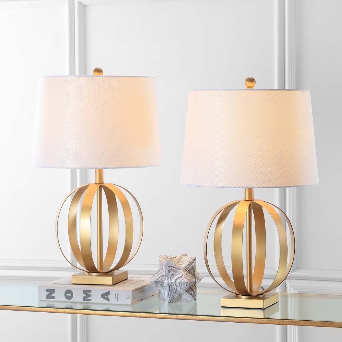Safavieh Euginia 24.5 Inch H Sphere Table Lamp, LIT4310 - Gold (Set of 2)