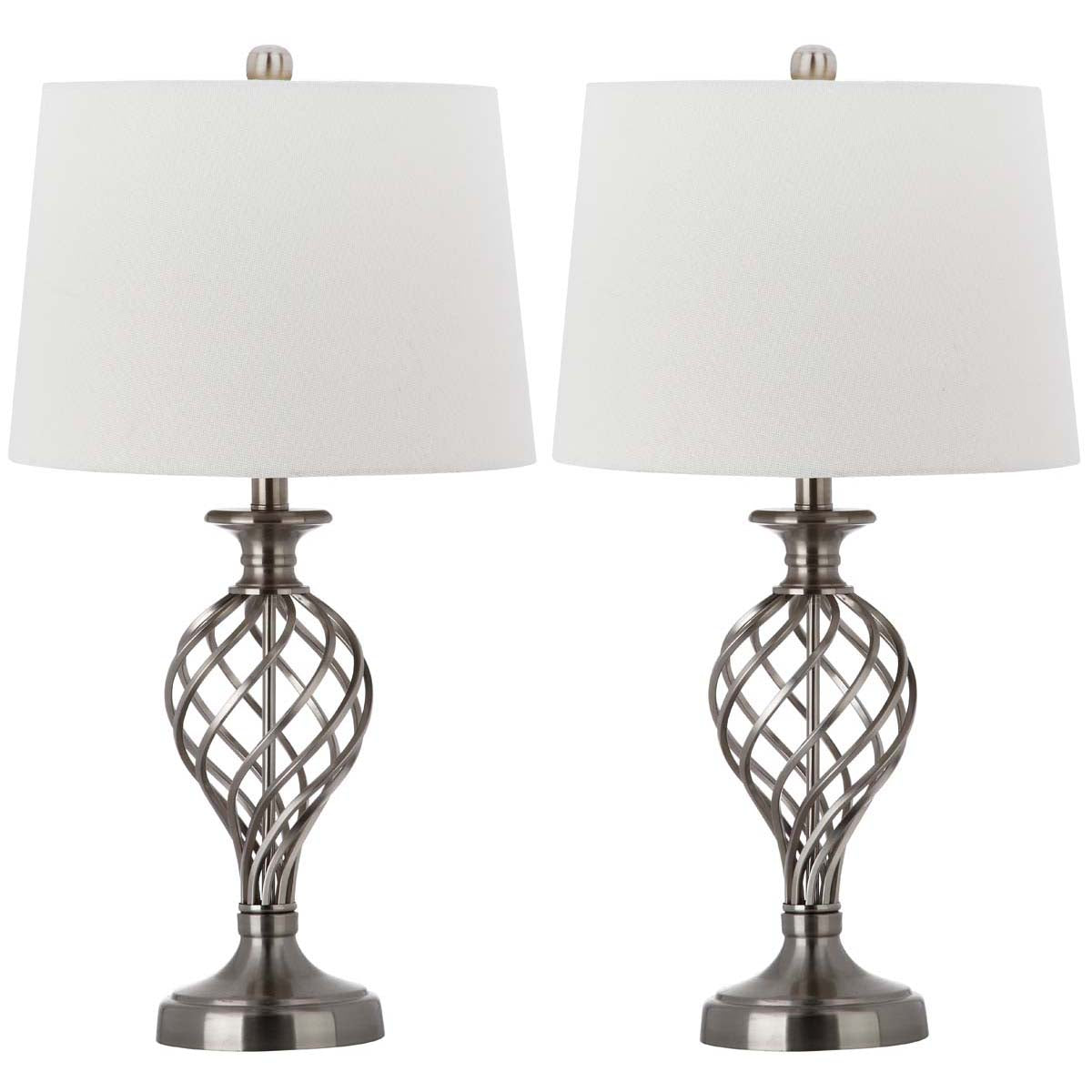 Safavieh Lattice 26.75 Inch H Urn Table Lamp, LIT4316 - Nickel (Set of 2)