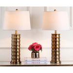 Safavieh Linus 28.5 Inch H Brass Column Table Lamp, LIT4319 - Gold (Set of 2)