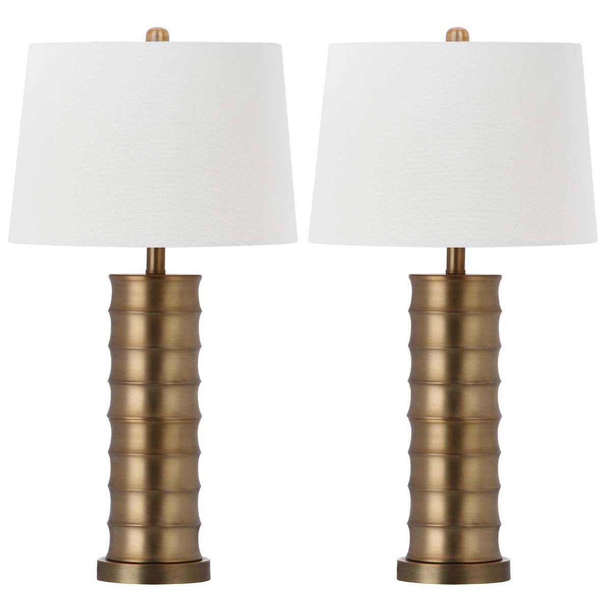 Safavieh Linus 28.5 Inch H Brass Column Table Lamp, LIT4319 - Gold (Set of 2)