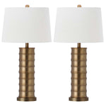 Safavieh Linus 28.5 Inch H Brass Column Table Lamp, LIT4319 - Gold (Set of 2)