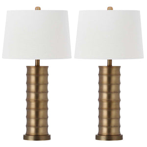 Safavieh Linus 28.5 Inch H Brass Column Table Lamp(Set of 2), LIT4319