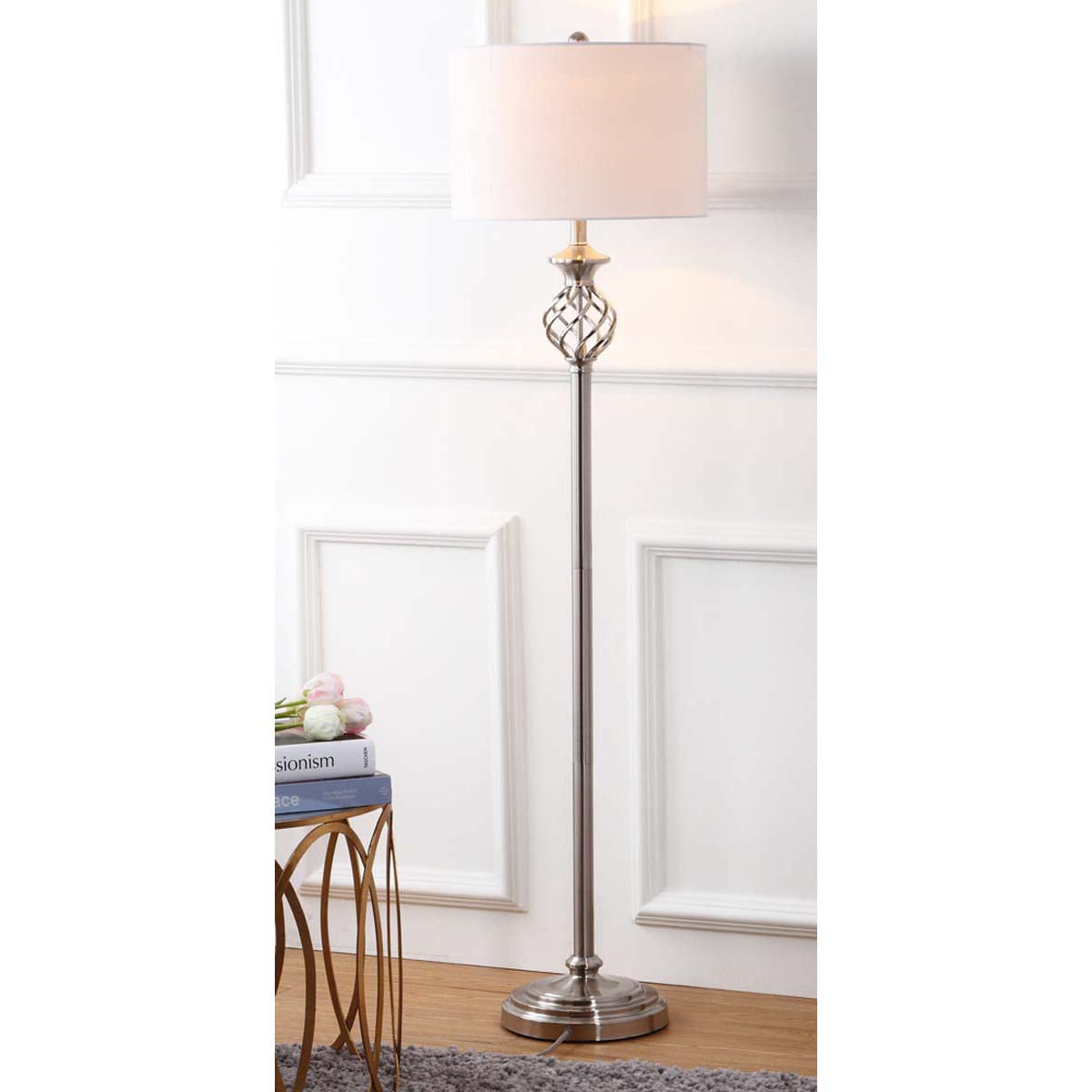 Safavieh Sophia 59.75 Inch H Floor Lamp, LIT4329 - Nickel