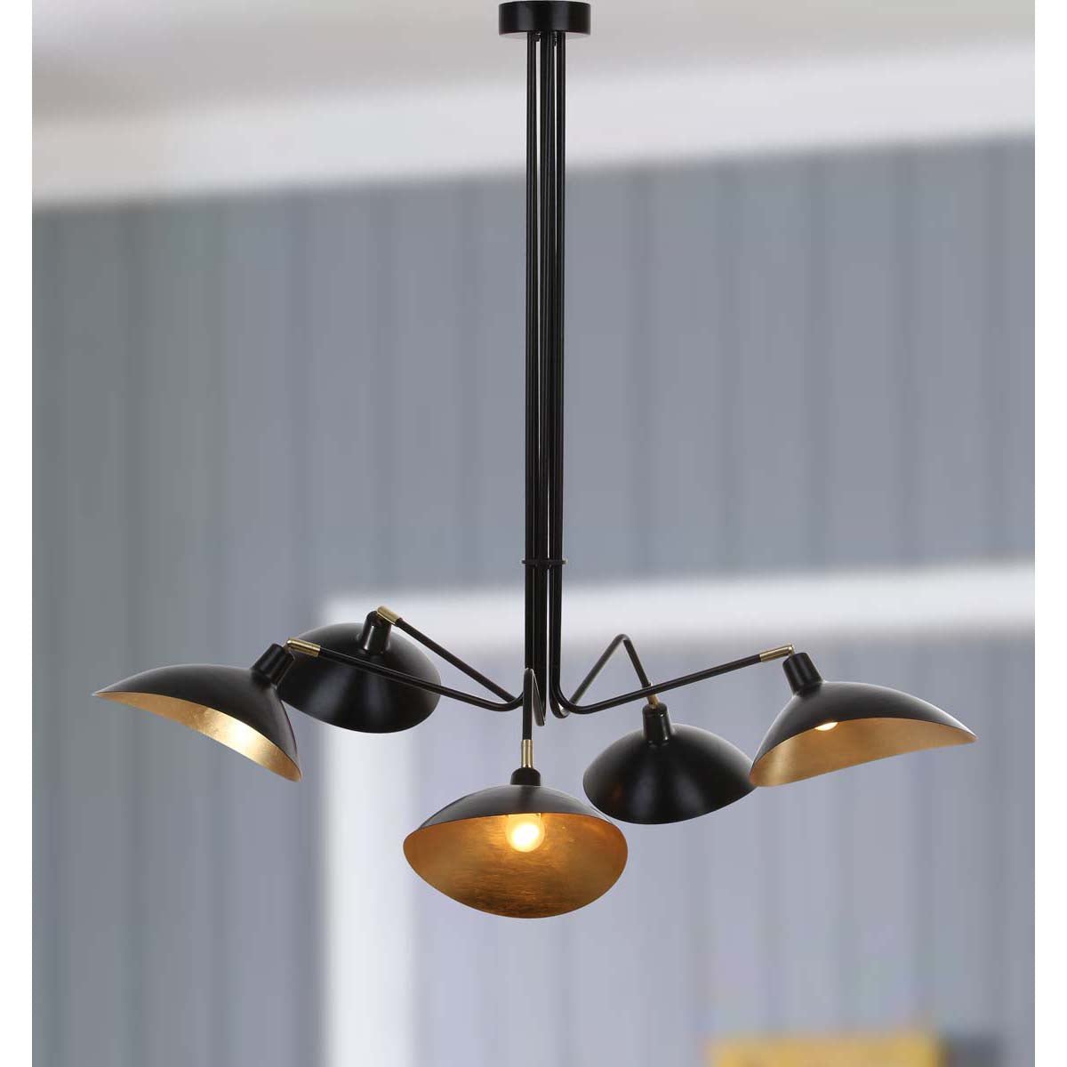 Safavieh Lettie 5 Light Gold Leaf Detail 49 Inch Dia Pendant, LIT4362 - Black