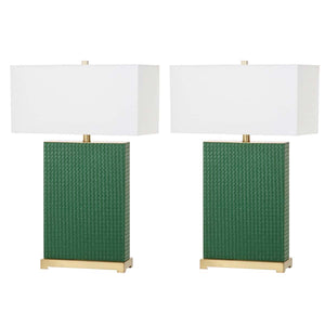 Safavieh Joyce 27.75 Inch H Faux Woven Leather Table Lamp(Set of 2), LIT4402