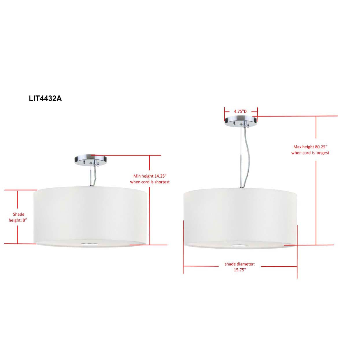 Safavieh Molly 3 Light Chrome 16 Inch Dia Adjustable Pendant, LIT4432 - Chrome/Cream