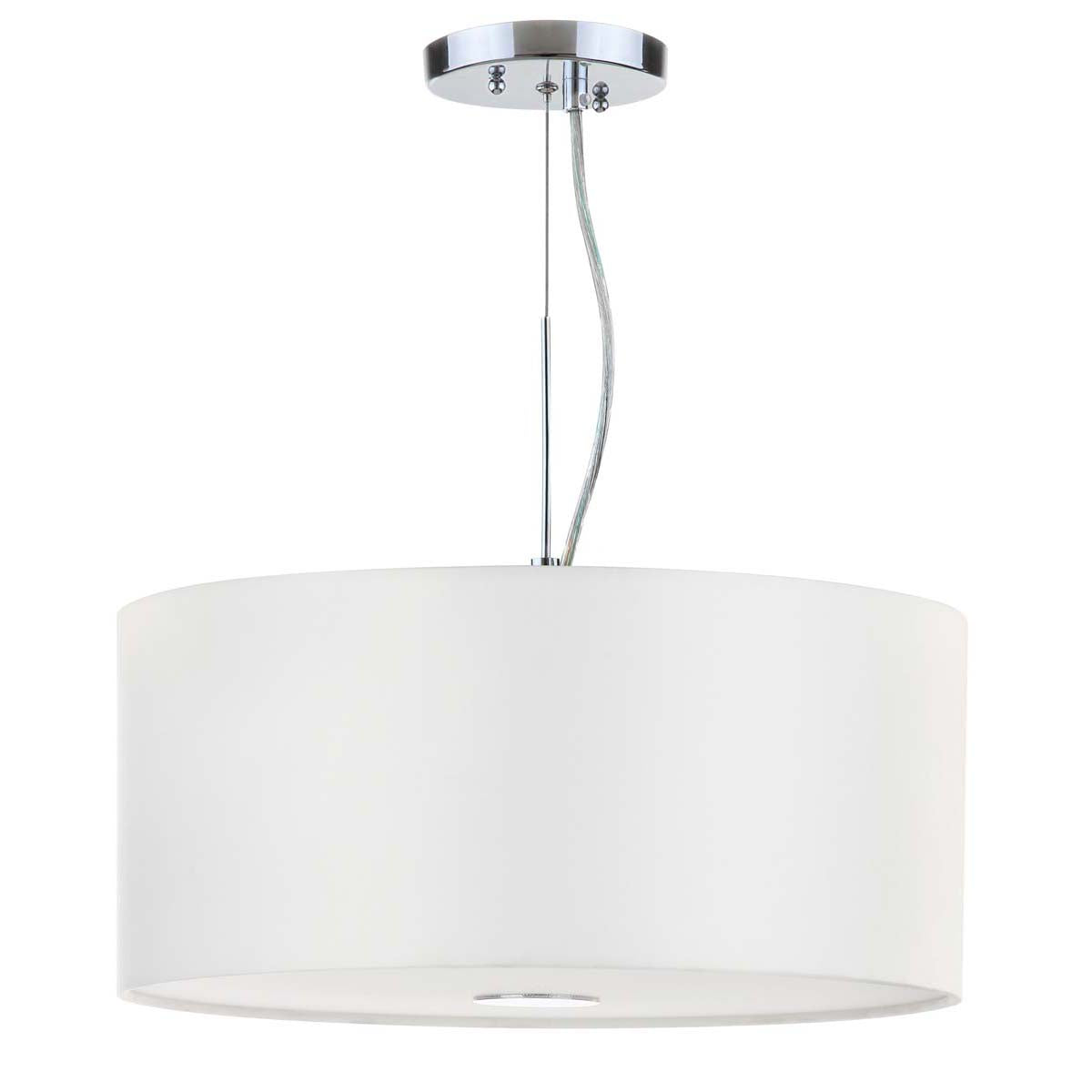 Safavieh Molly 3 Light Chrome 16 Inch Dia Adjustable Pendant, LIT4432 - Chrome/Cream