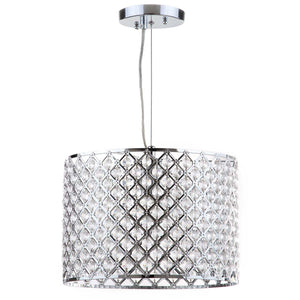 Safavieh Silva Chrome Beaded 12 Inch Dia Adjustable Diamond Pendant, LIT4444