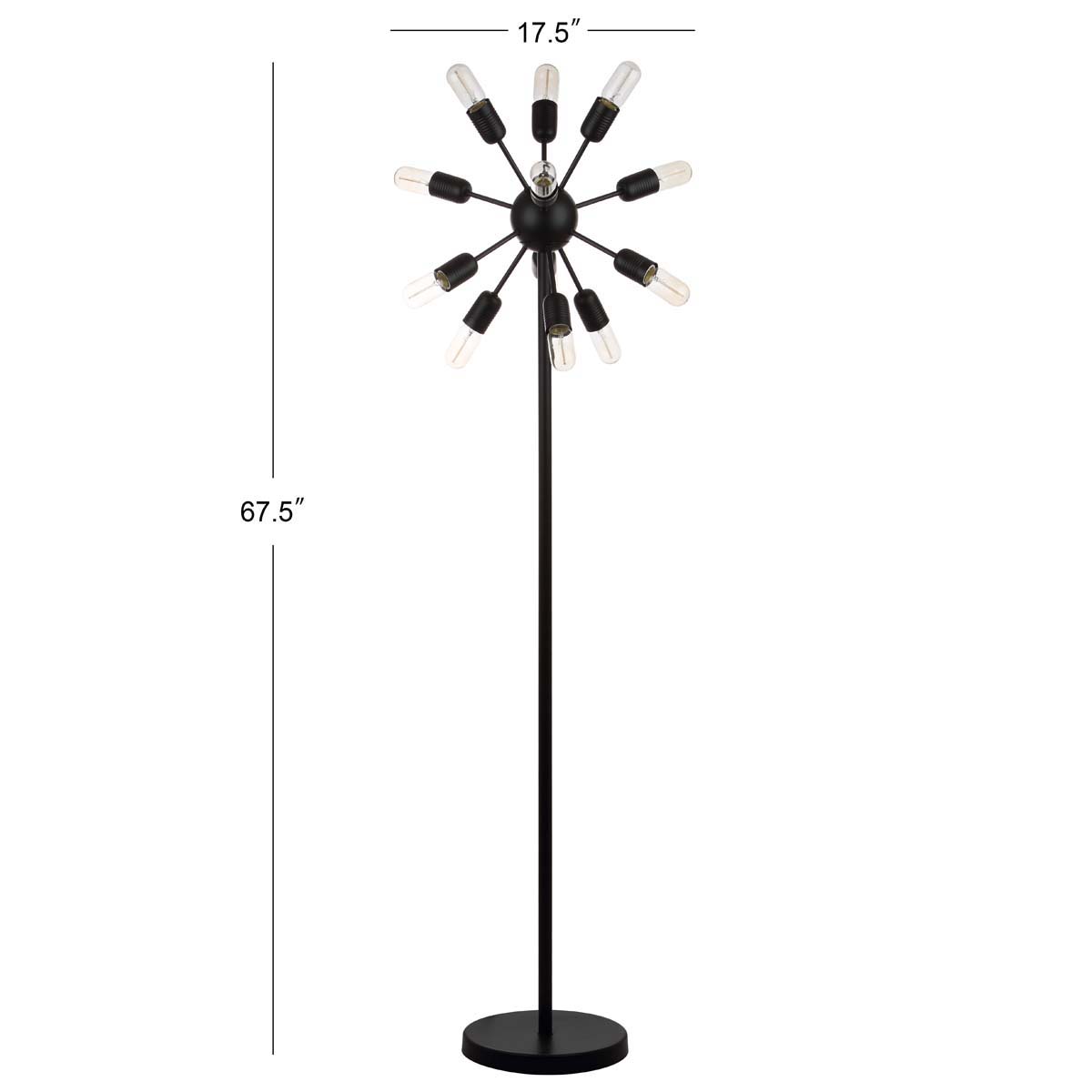Safavieh Urban 12 Light 67.5 Inch H Retro Floor Lamp, LIT4474 - Black