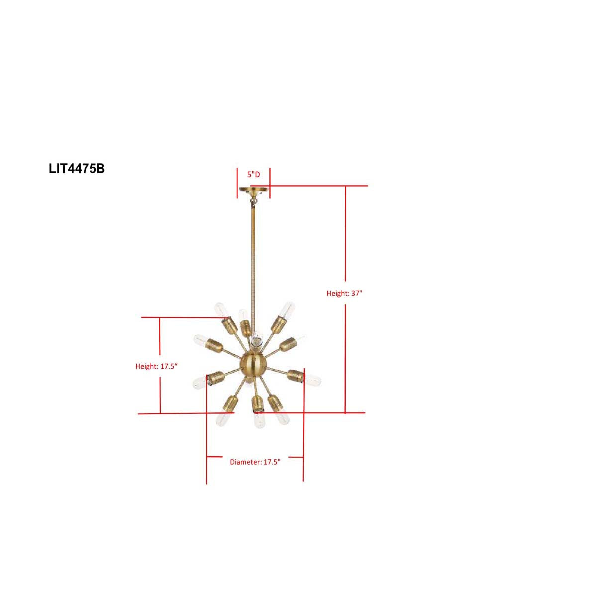 Safavieh Raging 12 Light Gold 17.5 Inch Dia Solace Pendant, LIT4475 - Gold