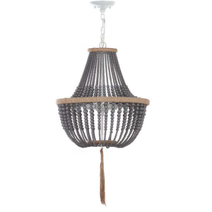 Safavieh Lush Kristi 3 Light 16.5 Inch Dia Grey Beaded Pendant, LIT4477