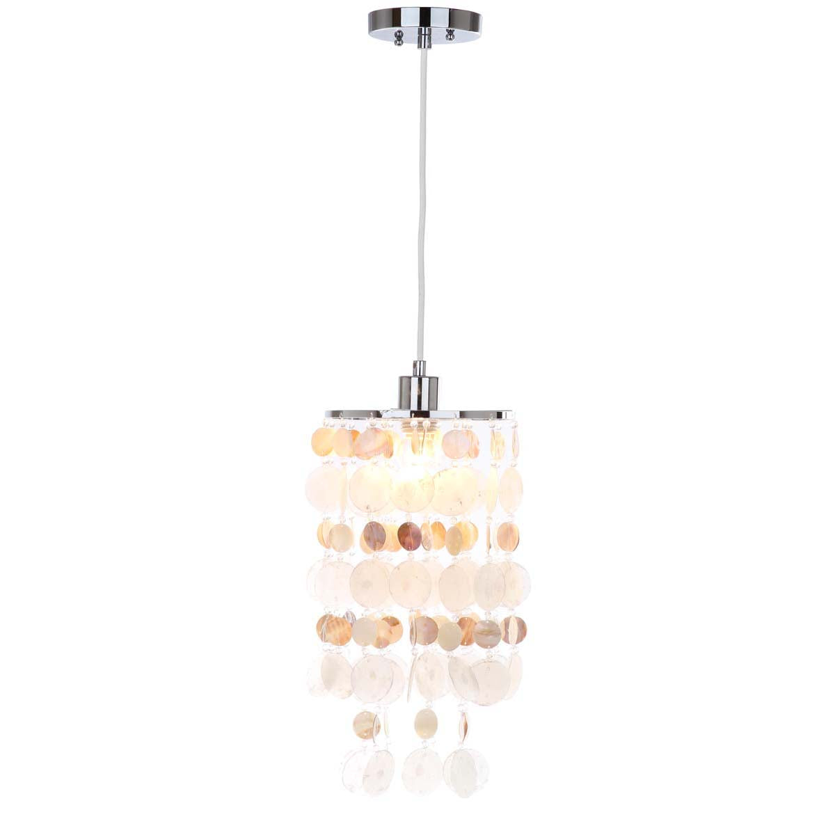 Safavieh Modern Capiz 1 Light 9 Inch Dia Pendant, LIT4479 - Natural Cream