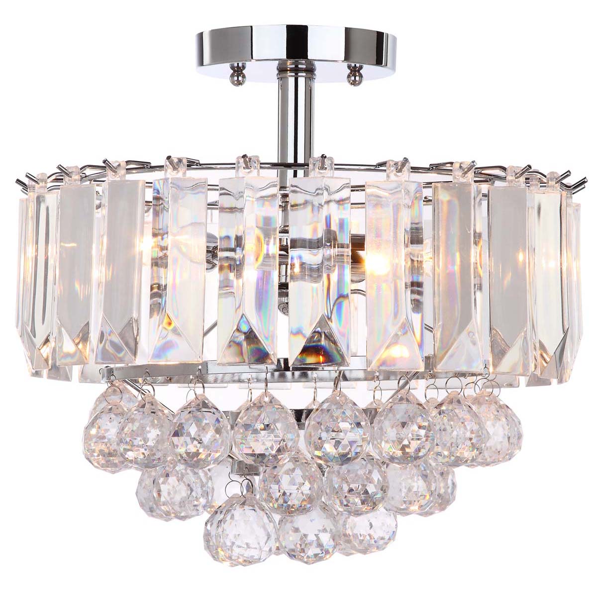 Safavieh Vaxcel 3 Lights Chrome Acrylic 13.5 Inch Dia Flush Mount, LIT4486 - Chrome/Clear