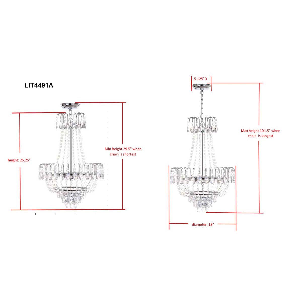 Safavieh Sonja 3 Light Chrome 18 Inch Dia Pendant, LIT4491 - Chrome/Clear