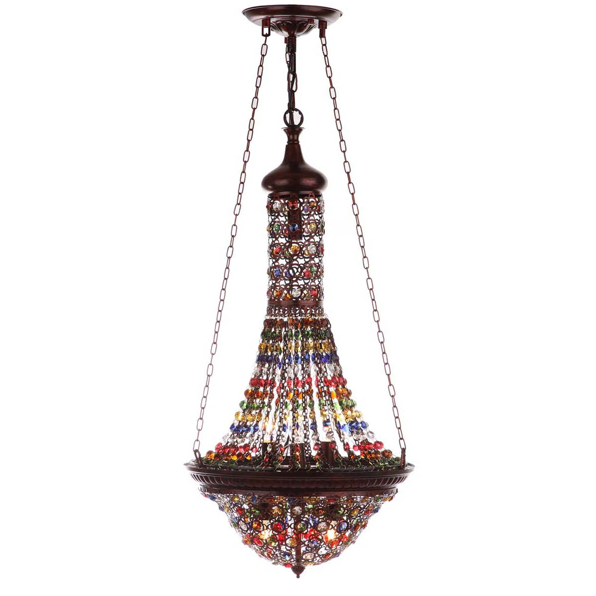 Safavieh Moroccan Gentle 15.25 Inch Dia Pendant Lamp, LIT4497 - Dark Bronze/Multicolor