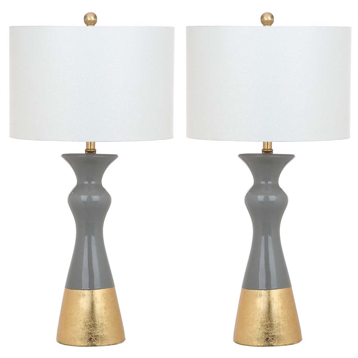 Safavieh Iris 30.5 Inch H Table Lamp, LIT4513 - Grey/Gold (Set of 2)