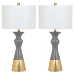 Safavieh Iris 30.5 Inch H Table Lamp, LIT4513 - Grey/Gold (Set of 2)