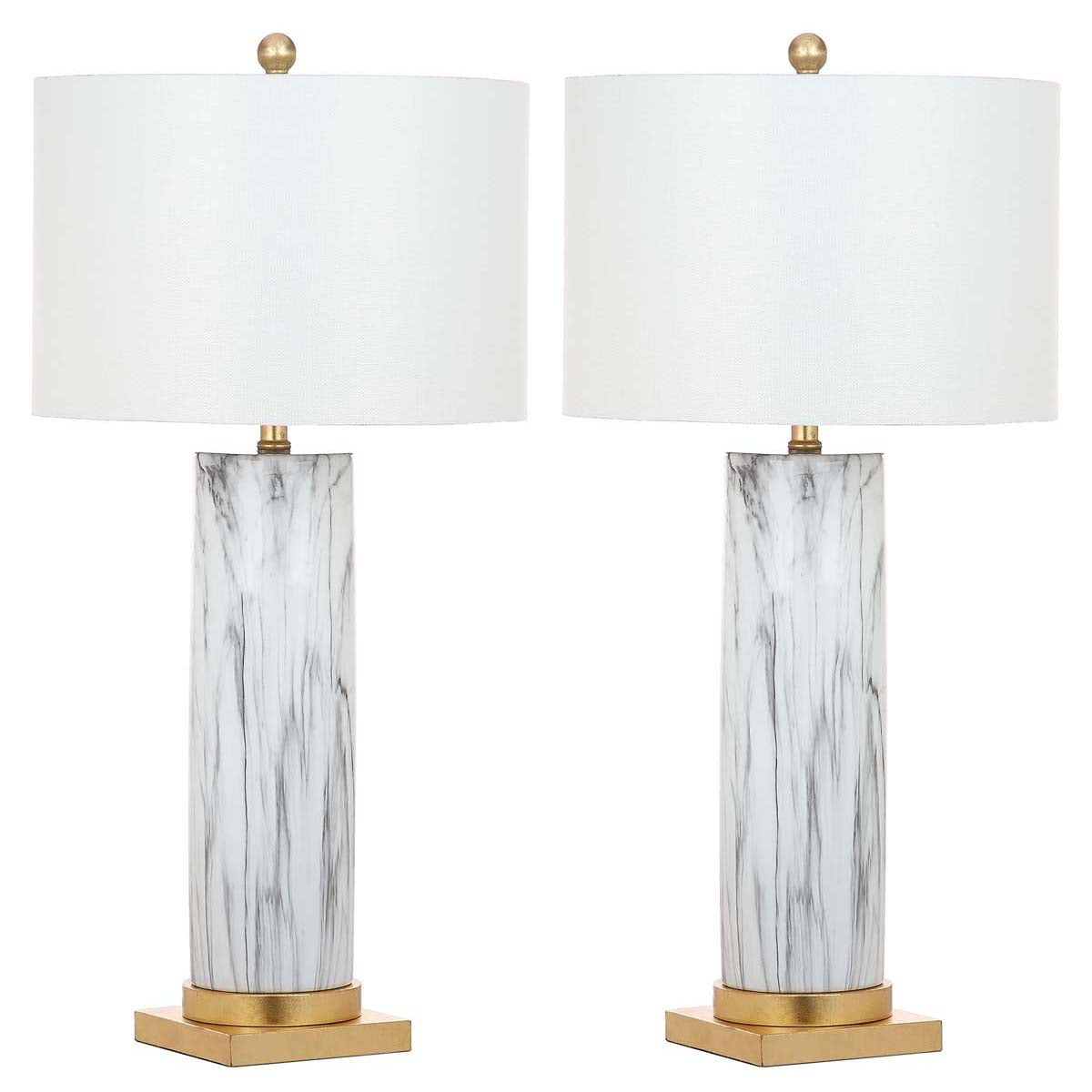 Safavieh Sonia Faux Marble 31.25 Inch H Table Lamp, LIT4522 - Black/White (Set of 2)