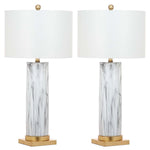 Safavieh Sonia Faux Marble 31.25 Inch H Table Lamp, LIT4522 - Black/White (Set of 2)