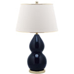 Safavieh Jill 26.5 Inch H Double  Gourd Ceramic Lamp , LITS4093 - Navy