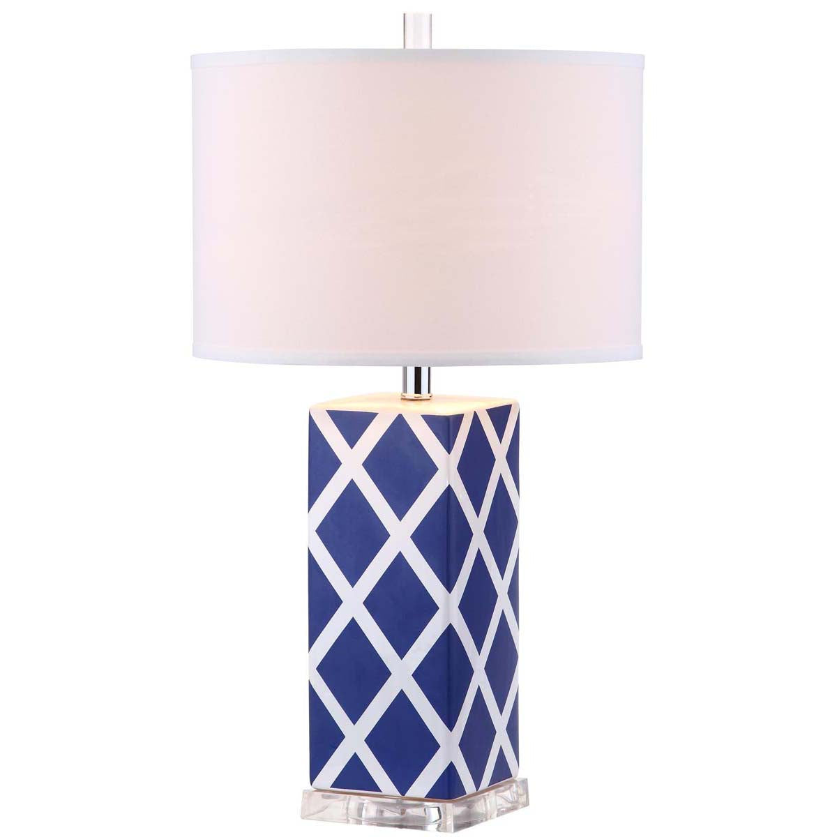 Safavieh Garden 27 Inch H Lattice Table Lamp , LITS4134 - Navy