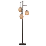 Decor Market Oil Rubbed Bronze Finish With Gold Highlights Floor Lamp - Three Drum Shaped Shades