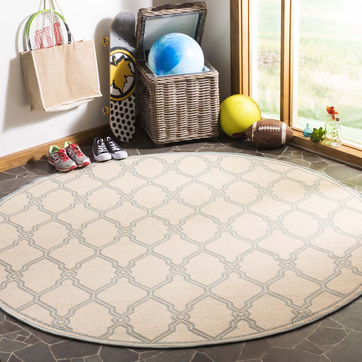 Safavieh Linden 100 124 Rug, LND124 - Cream / Aqua