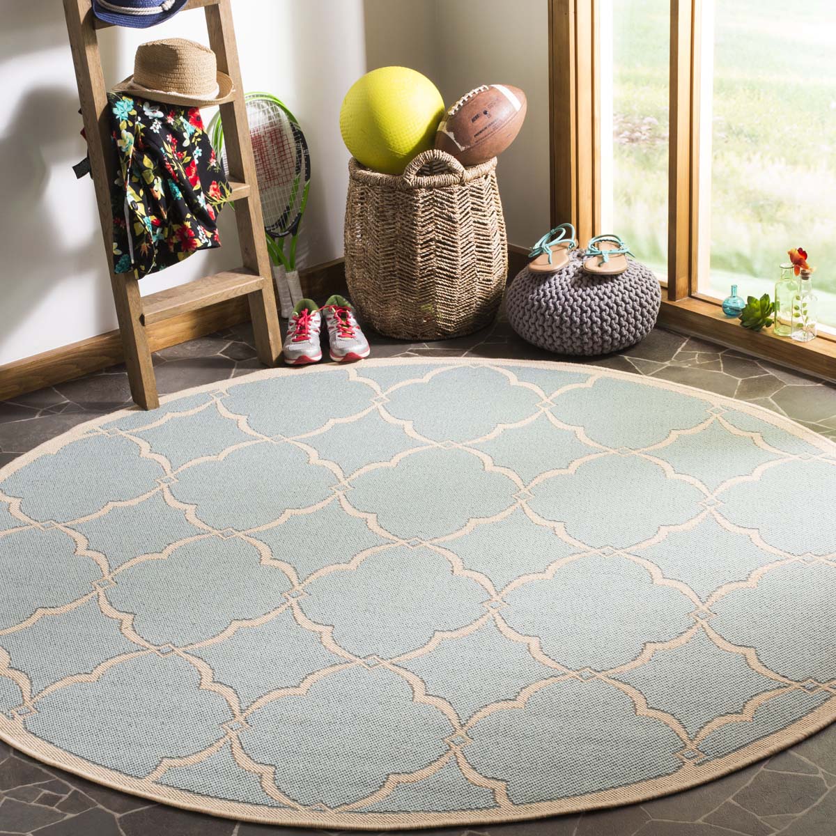 Safavieh Linden 100 125 Rug, LND125 - Aqua / Cream