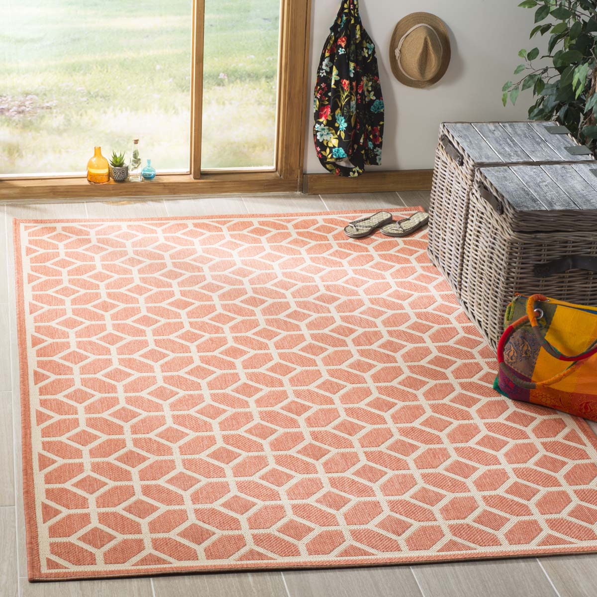 Safavieh Linden 100 127 Rug, LND127 - Rust / Creme