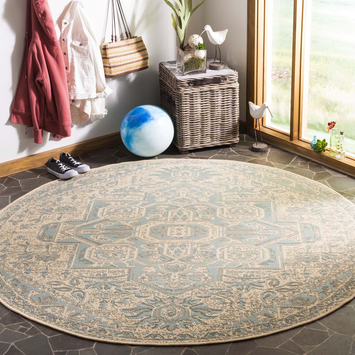 Safavieh Linden 100 138 Rug, LND138 - Aqua / Cream