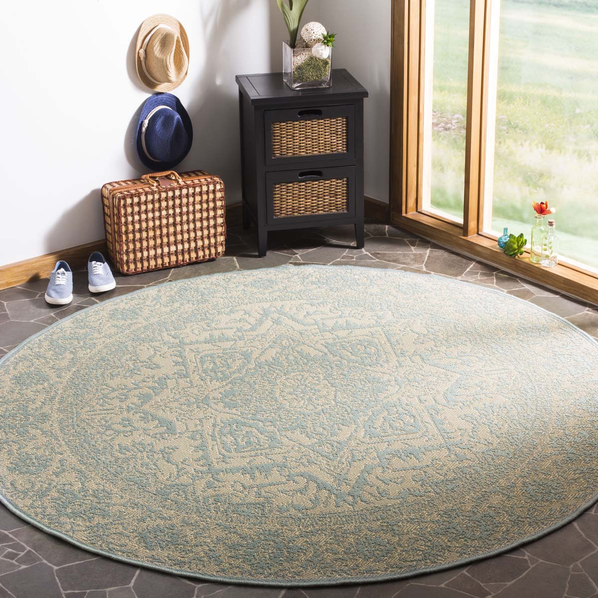 Safavieh Linden 100 139 Rug, LND139 - Cream / Aqua