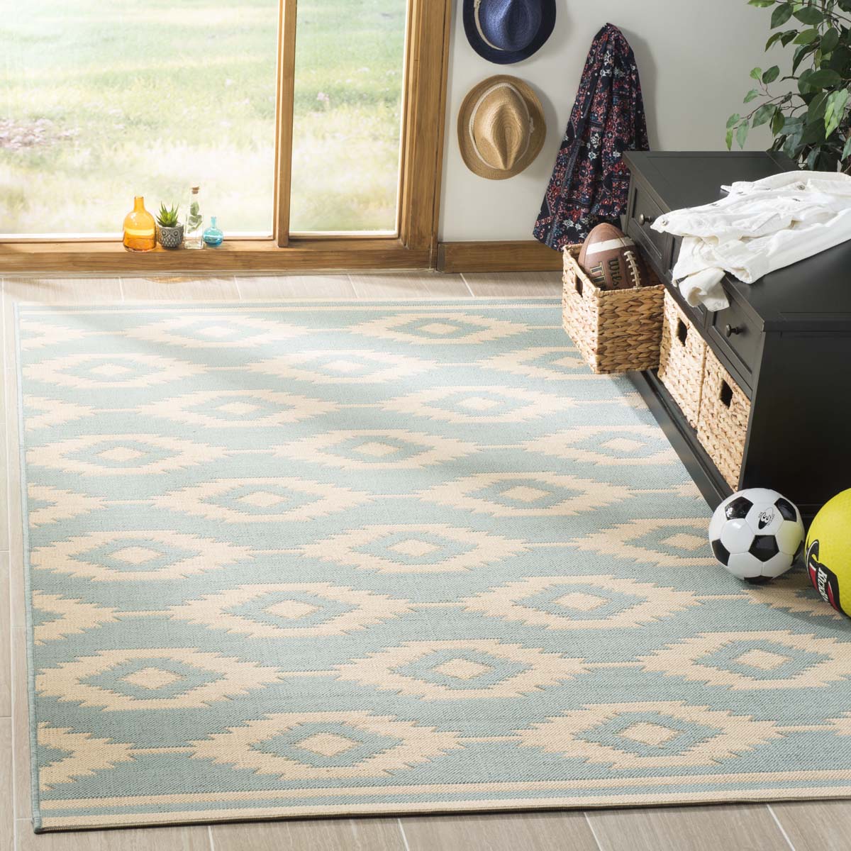 Safavieh Linden 100 171 Rug, LND171 - Cream / Aqua