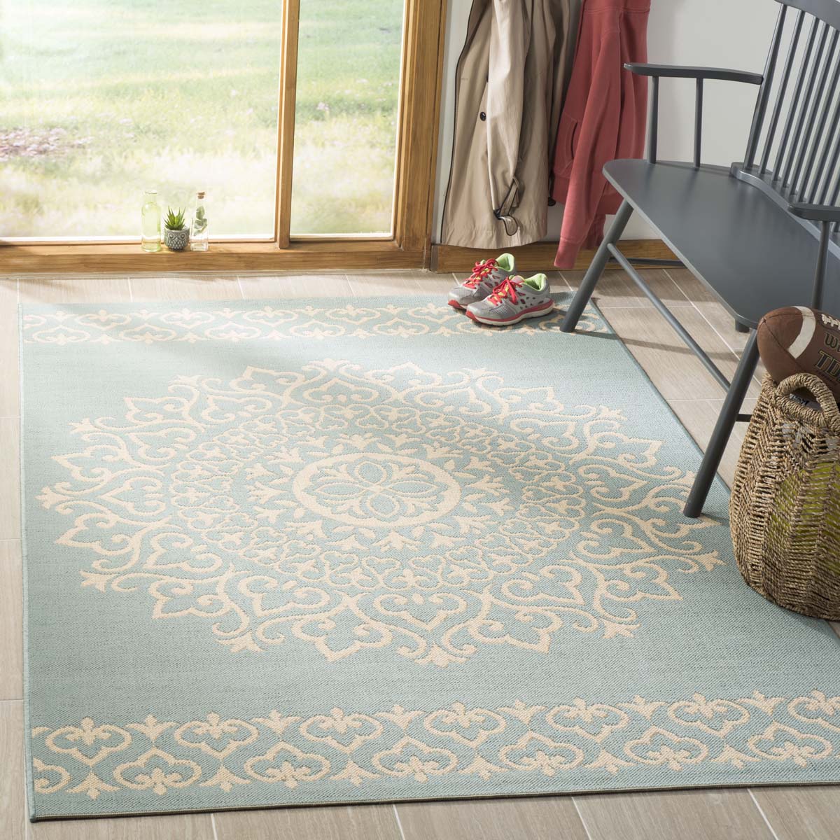 Safavieh Linden 100 183 Rug, LND183 - Cream / Aqua