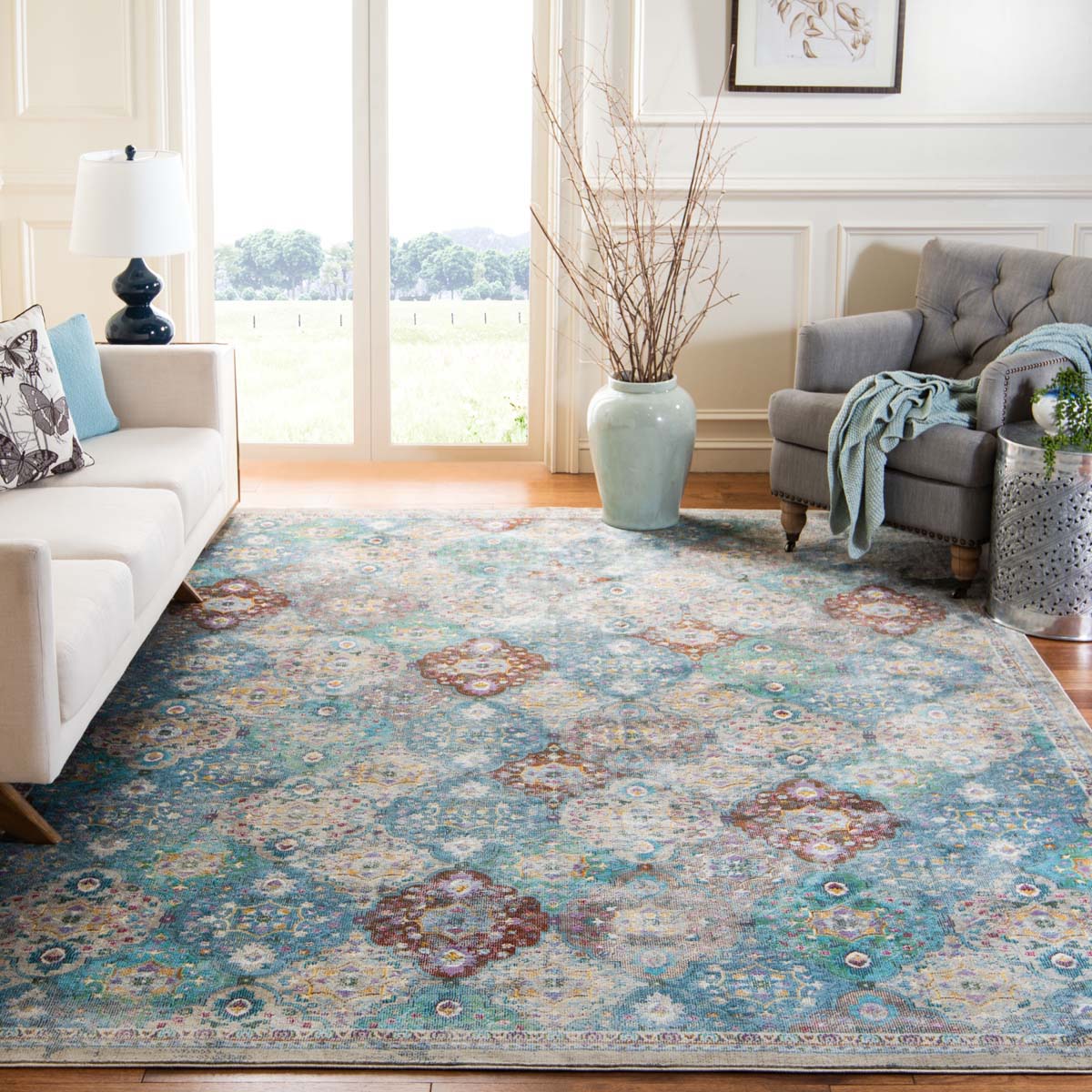 Safavieh Luxor 329 Rug, LUX329 - Ivory / Turquoise