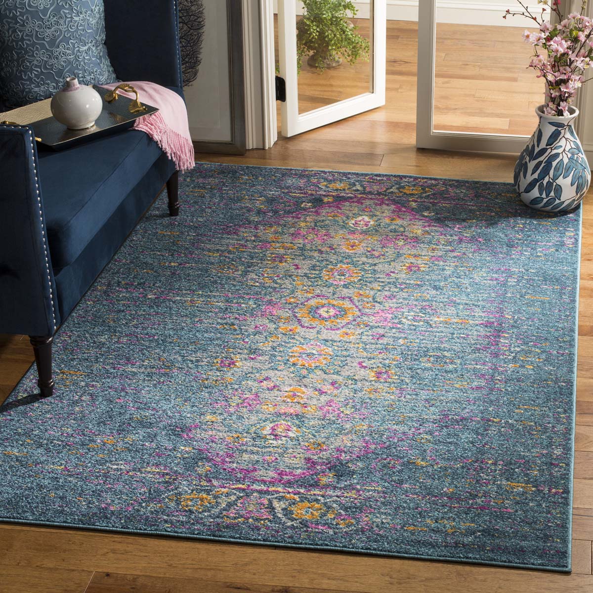 Safavieh Madison 122 Rug, MAD122 - BLUE / FUCHSIA