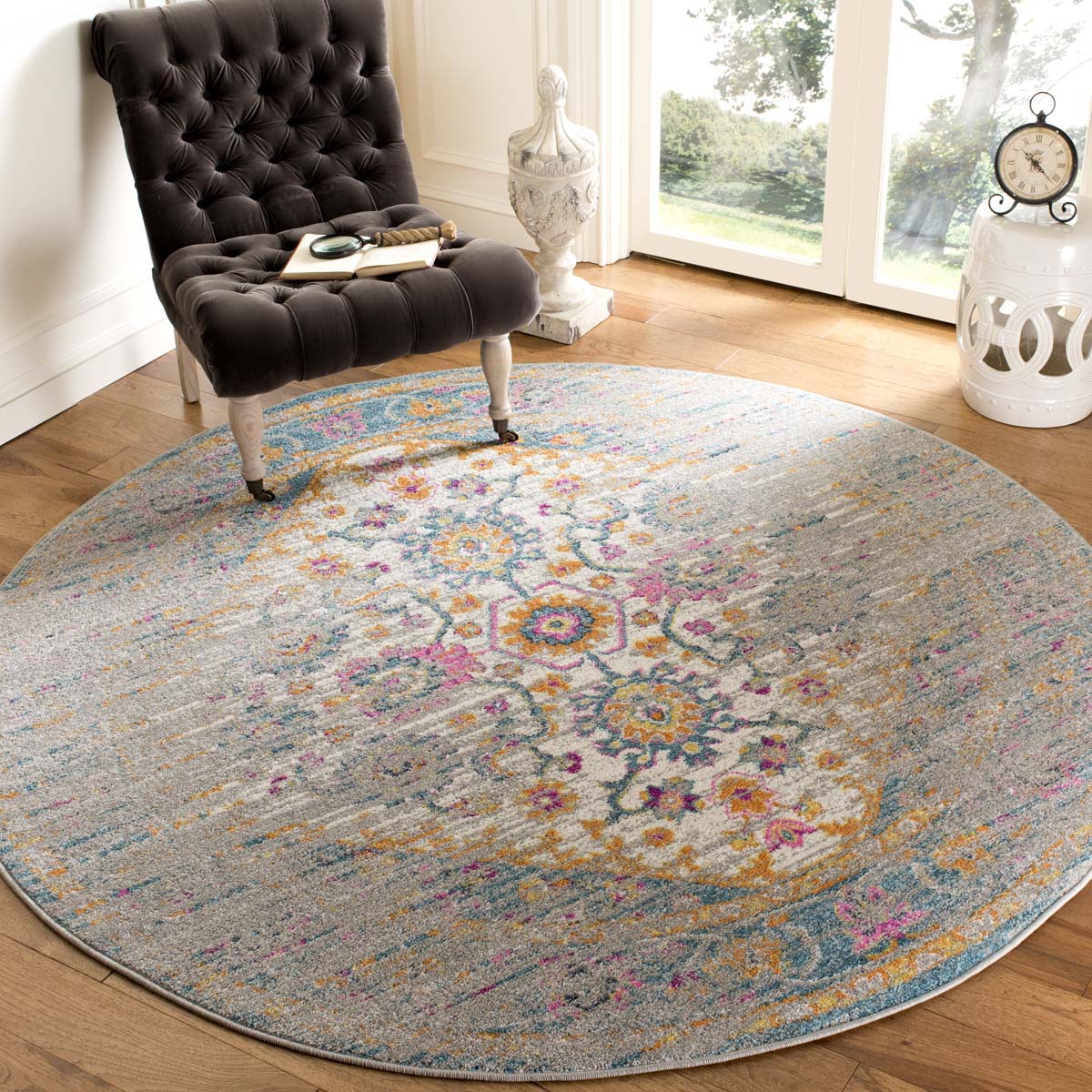 Safavieh Madison 122 Rug, MAD122 - LIGHT GREY / FUCHSIA