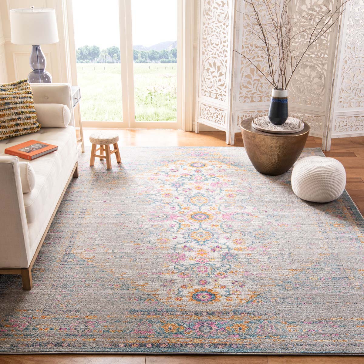 Safavieh Madison 122 Rug, MAD122 - LIGHT GREY / FUCHSIA
