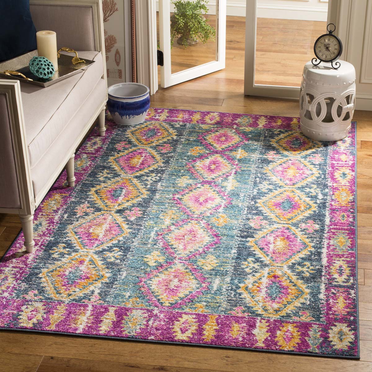 Safavieh Madison 129 Rug, MAD129 - FUCHSIA / BLUE